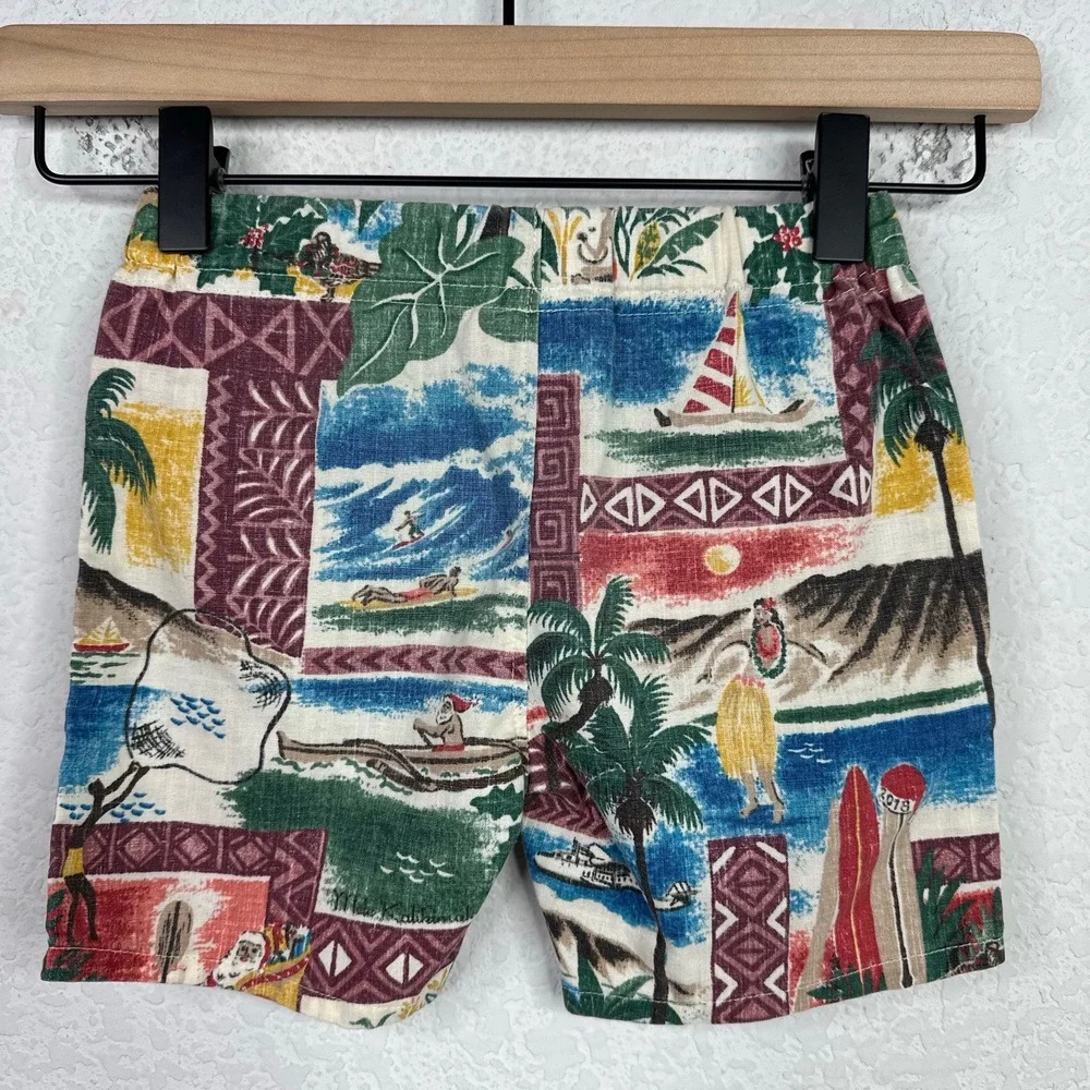 Reyn Spooner Shorts Unisex 3T Colorful Hawaiian Christmas Mele Kalikimaka‎ Santa